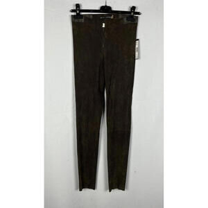 Alice + Olivia Front Zip Suede Leggings Chocolate Size 4 US